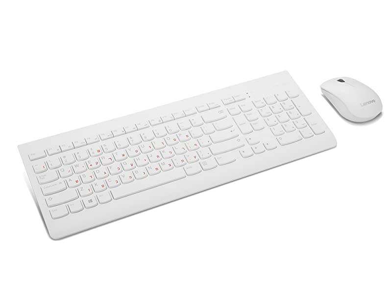 Lenovo 510 Wireless Combo Keyboard & Mouse Combo Arabic / English - White