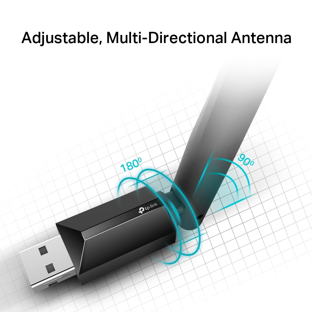 TP- Link AC600 High Gain Wireless Dual Band USB Adapter - Archer T2U Plus