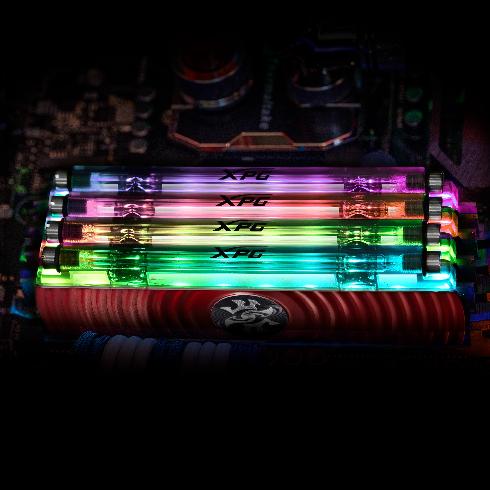 XPG SPECTRIX D80 RGB RED DDR4, 3200MHz, 16GB, Non-ECC, CL16, XMP MEMORY MODULE