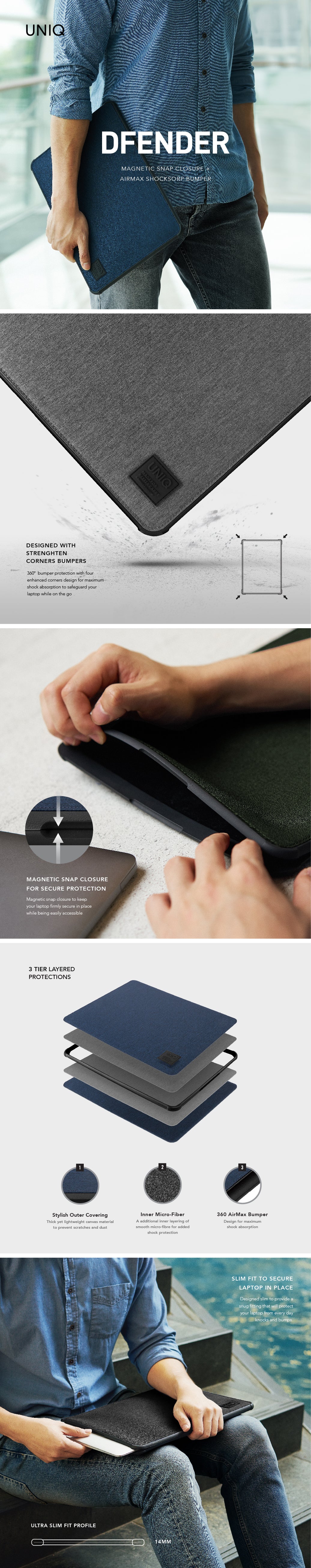 UNIQ Dfender Tough Laptop Sleeve 13 Inches