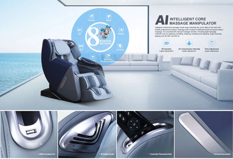 Ares: uNova Massage Chair - Blue/Gray