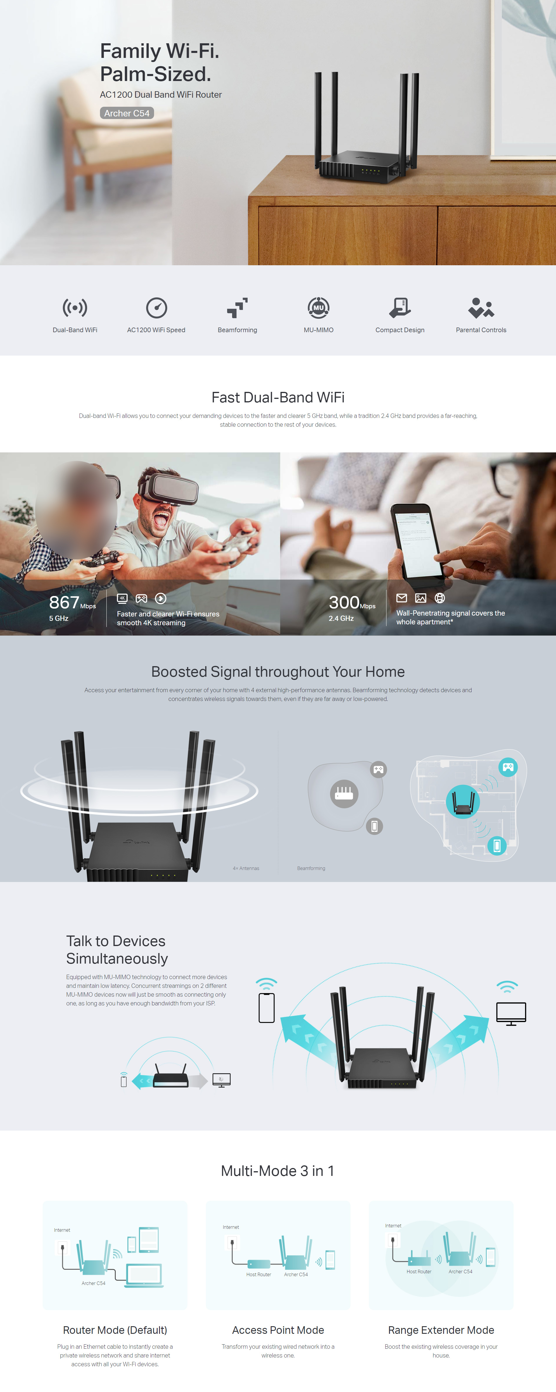 TP-Link AC1200 Dual-Band Wi-Fi Router (Archer C54)