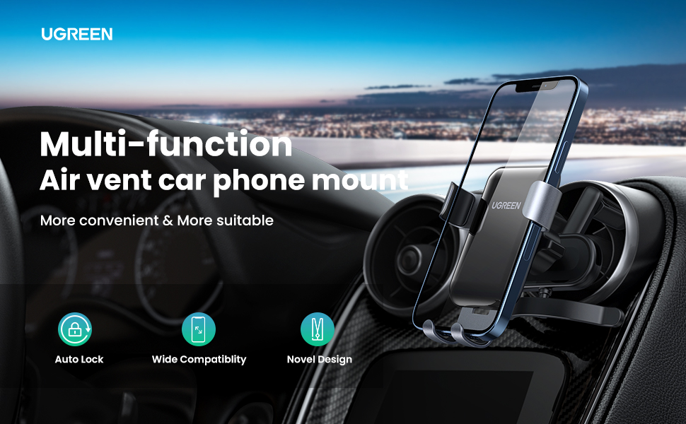 UGREEN Car Phone Holder Fit Most Horizontal – Vertical – Round Air Vents