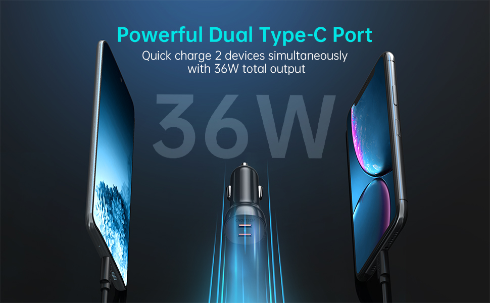 Choetech 36W Dual Fast USB-C Car Charger