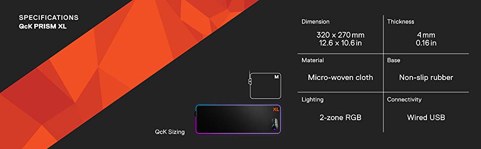 SteelSeries QcK RGB Prism Cloth Gaming Surface – XL