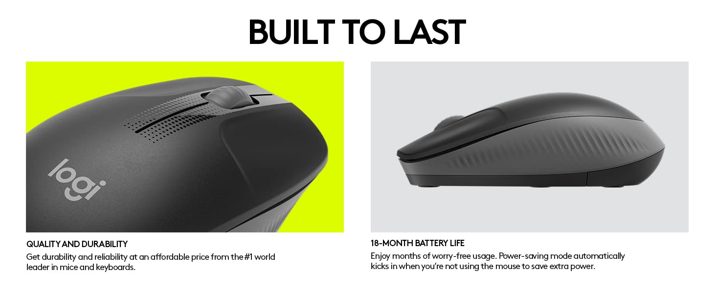 Logitech M190 Full Size Wireless Mouse – Charcoal