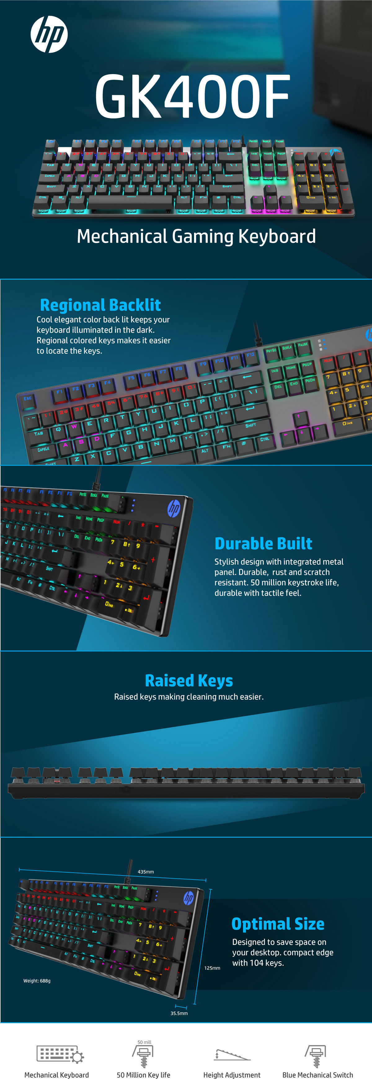 HP GK400F RGB Mechanical Gaming Keyboard
