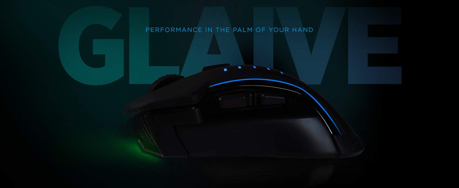 CORSAIR Glaive – RGB Gaming Mouse – Comfortable & Ergonomic – Interchangeable Grips – 16000 DPI Optical Sensor