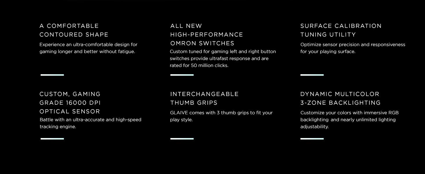 CORSAIR Glaive – RGB Gaming Mouse – Comfortable & Ergonomic – Interchangeable Grips – 16000 DPI Optical Sensor