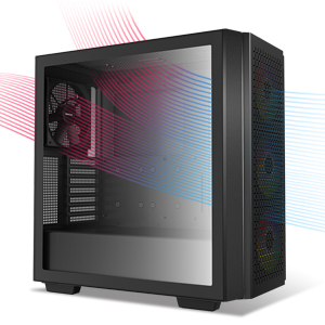 DeepCool CG560 Airflow Focused Mesh Tempered Glass w/ 4 Fans Pre-Installed – Black