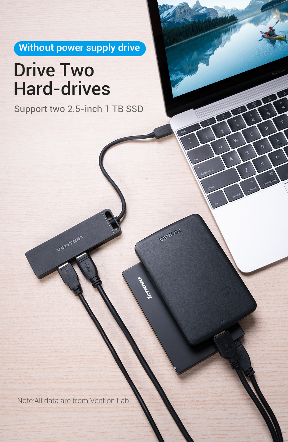 Vention Type-C to 4-Port USB 3.0 Hub with Power Supply Black 0.15M ABS Type Premium Quality