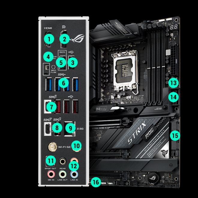 ASUS ROG Strix Z690-E WiFi 6E Intel 12th Gen Motherboard PCIe 5.0 DDR5 18+1 Power Stages