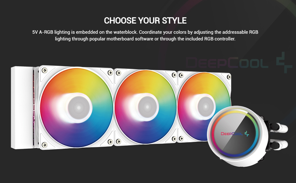 DEEPCOOL GAMMAXX L360 A-RGB AIO Liquid Cooler Anti-Leak Technology – White