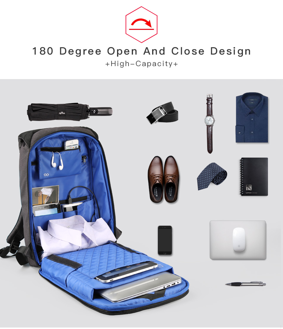 Kingsons Smart Anti Theft USB Series 17.3″ Laptop Backpack – Dark Grey
