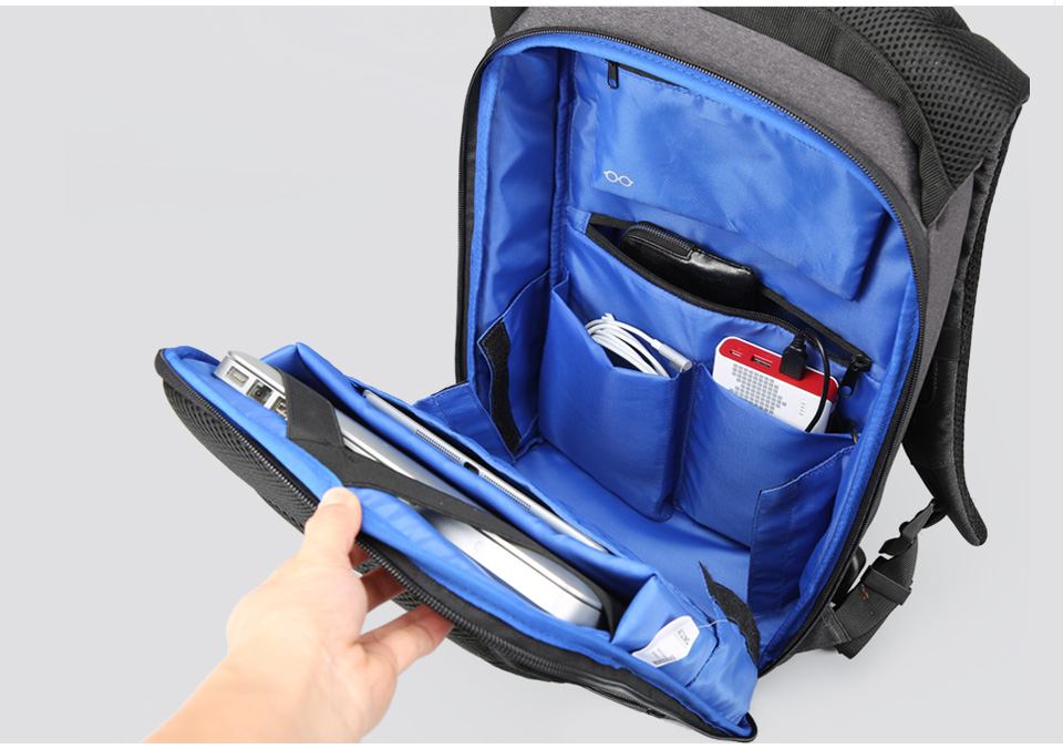 Kingsons Smart Anti Theft USB Series 17.3″ Laptop Backpack – Dark Grey
