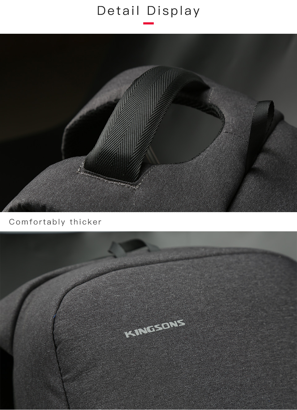 Kingsons Smart Anti Theft USB Series 17.3″ Laptop Backpack – Dark Grey