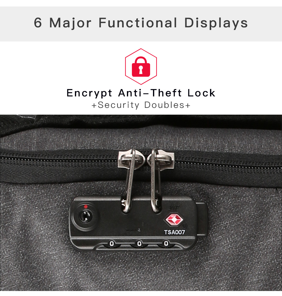 Kingsons Smart Anti Theft USB Series 17.3″ Laptop Backpack – Dark Grey