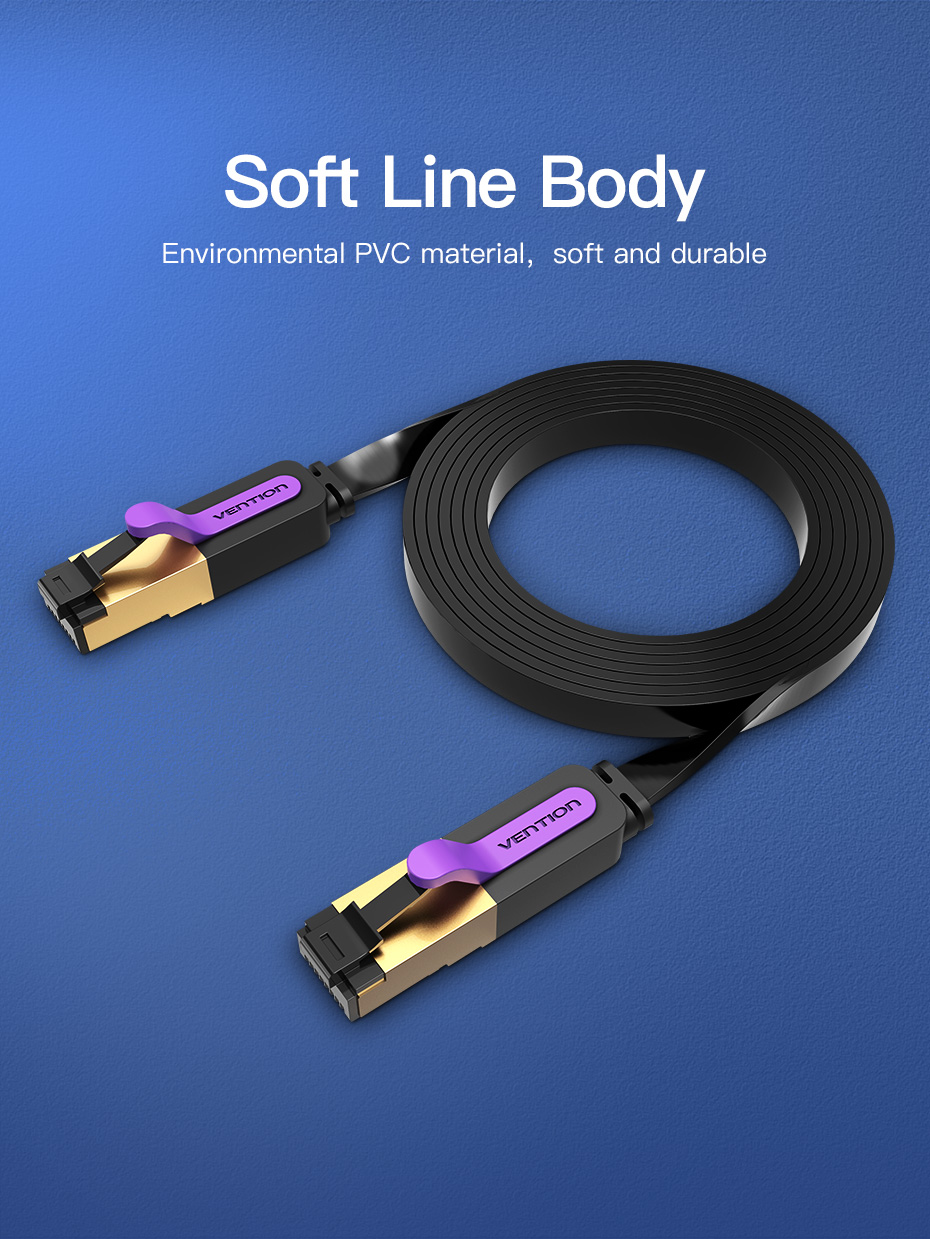 Vention Flat Cat.7 Patch Cable 20M Black Premium Quality