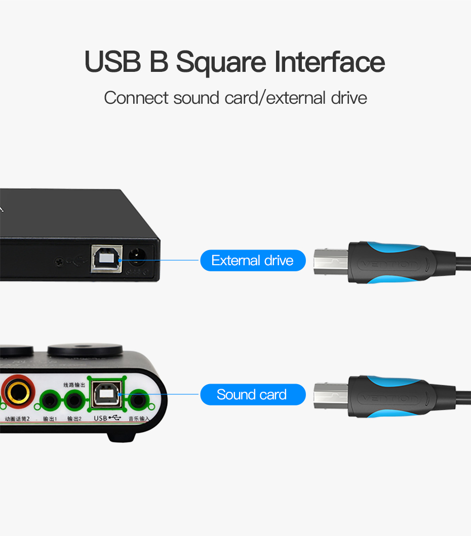 Vention USB2.0 A Male to B Male Print Cable 3M Black Premium Quality