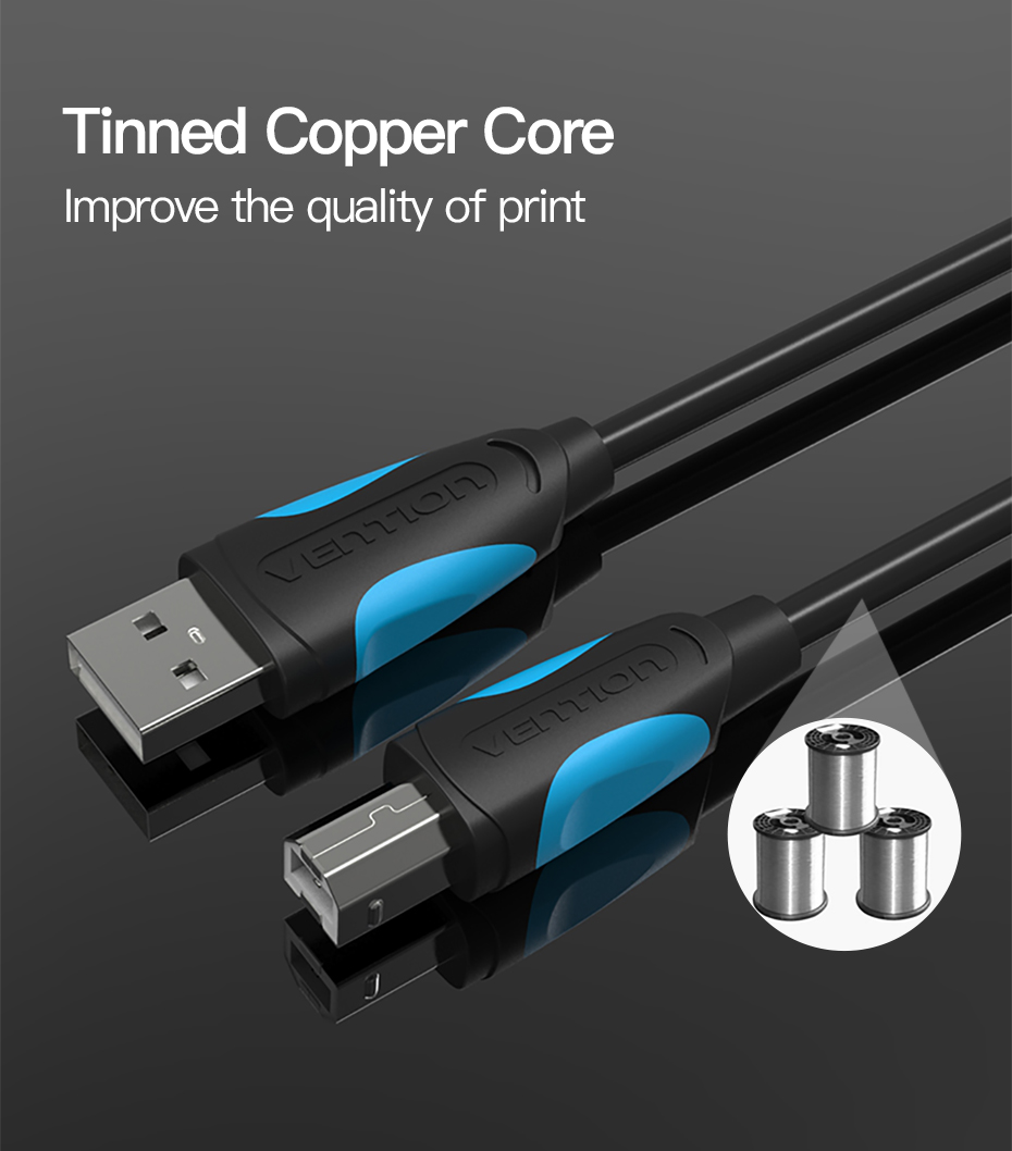 Vention USB2.0 A Male to B Male Print Cable 2M Black Premium Quality