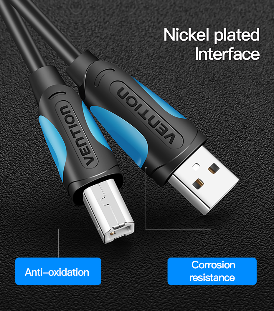 Vention USB2.0 A Male to B Male Print Cable 2M Black Premium Quality