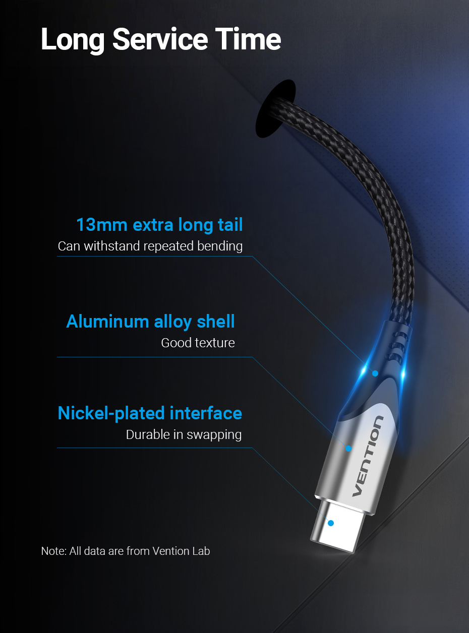 Vention USB 2.0 C Male to C Male Cable 2M Gray Aluminum Alloy Type Premium Quality