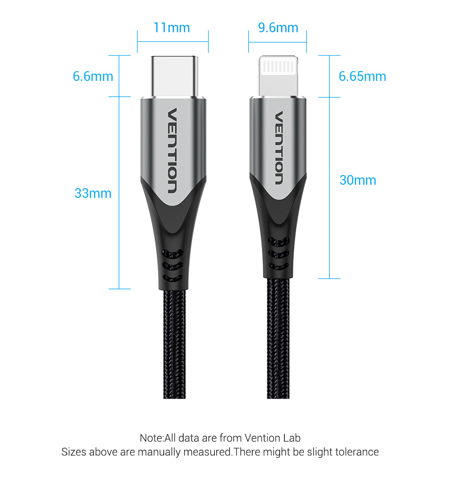 Vention USB 2.0 C to Lightning Cable 1.5M Gray Aluminum Alloy Type Premium Quality