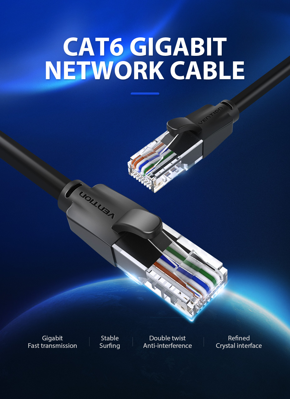 Vention Cat.6 UTP Patch Cable 25M Black Premium Quality