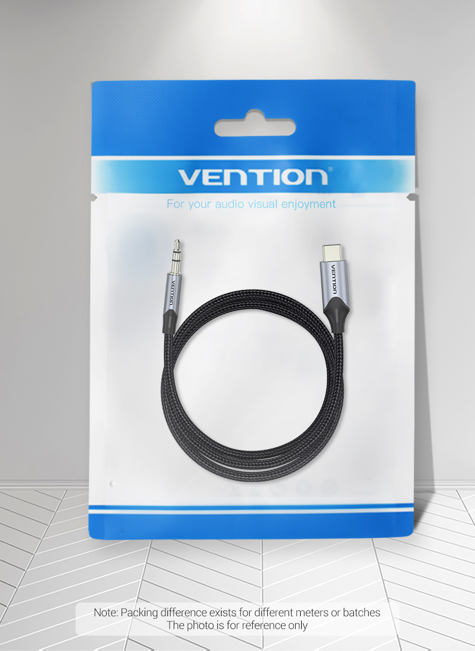 Vention USB-C Male to 3.5MM Male Cable 1.5M Gray Aluminium Alloy Type Premium Quality
