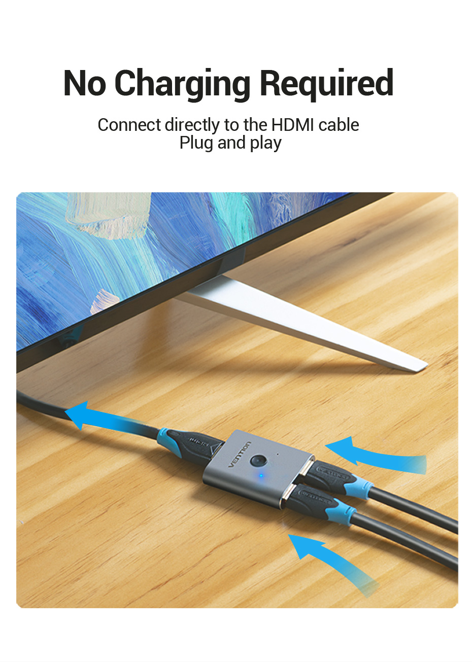 Vention 2-Port HDMI Bi-Direction Switcher Silver Premium Quailty