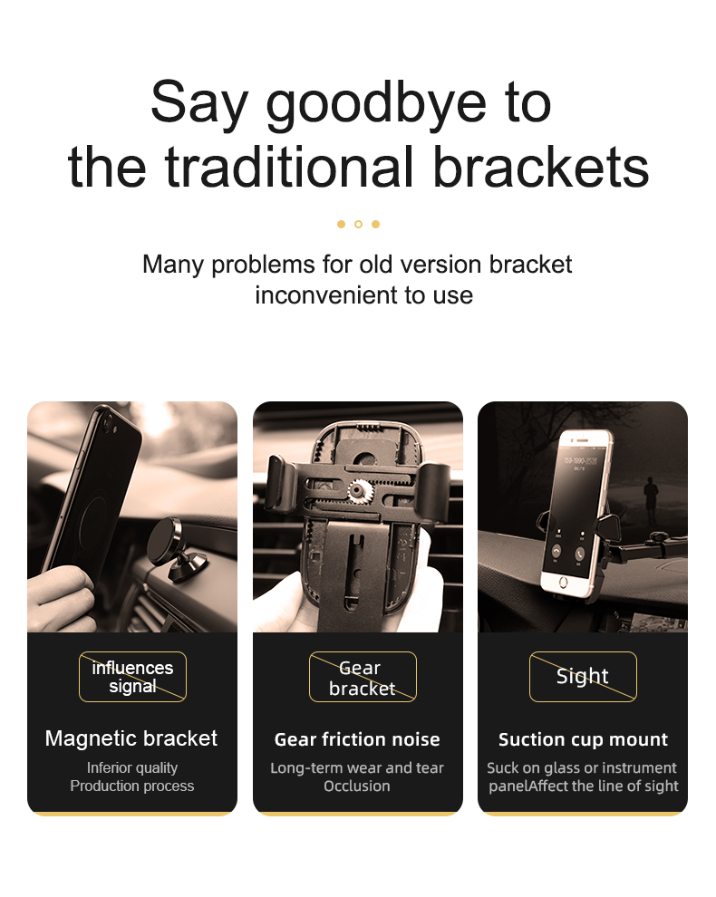 JOYROOM ZS198 Light Shadow Series Gravity Bracket Aviation Car Dashboard Phone Holder – Black