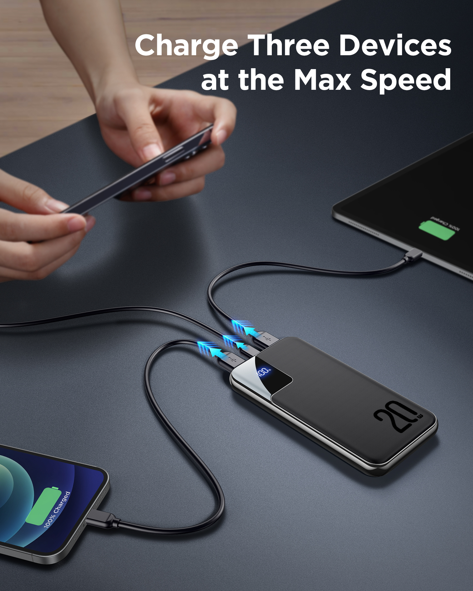 JOYROOM 20W PD Fast Charging 20000mAh Power Bank Digital Display-Black