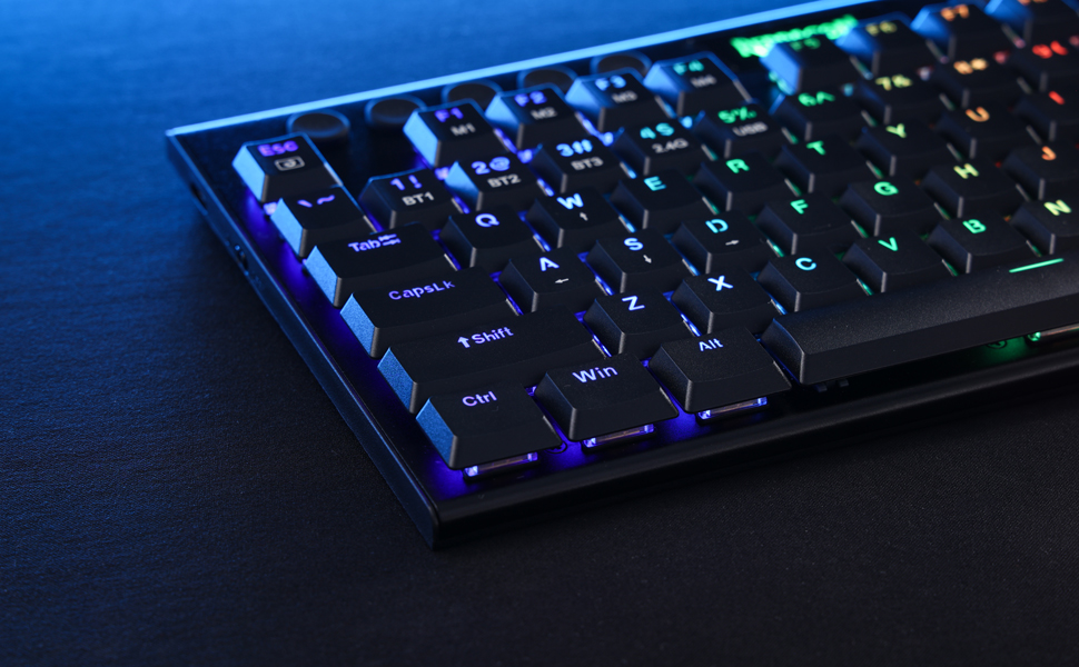 Redragon K621 Horus TKL RGB Mechanical Wire & Bluetooth & Wireless Low Profile Linear Red Switch – Black