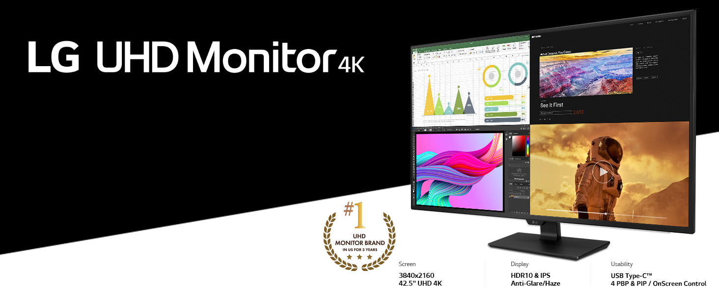 LG 43UN700-B 43 Inch Class UHD IPS Display with USB Type-C