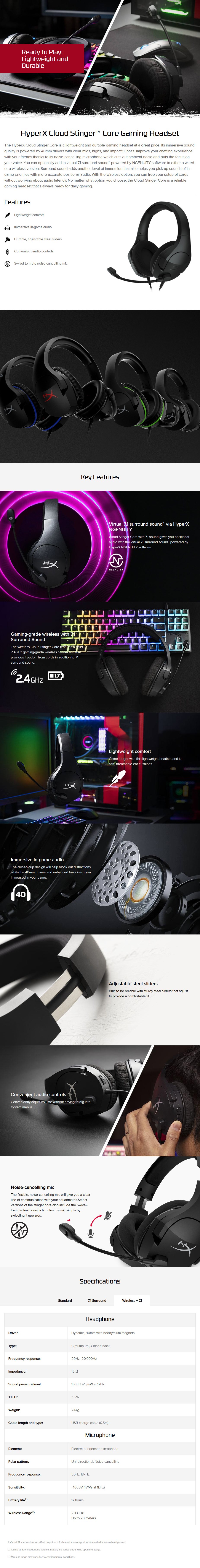 HyperX Cloud Stinger Core Wireless 7.1 HEADSET