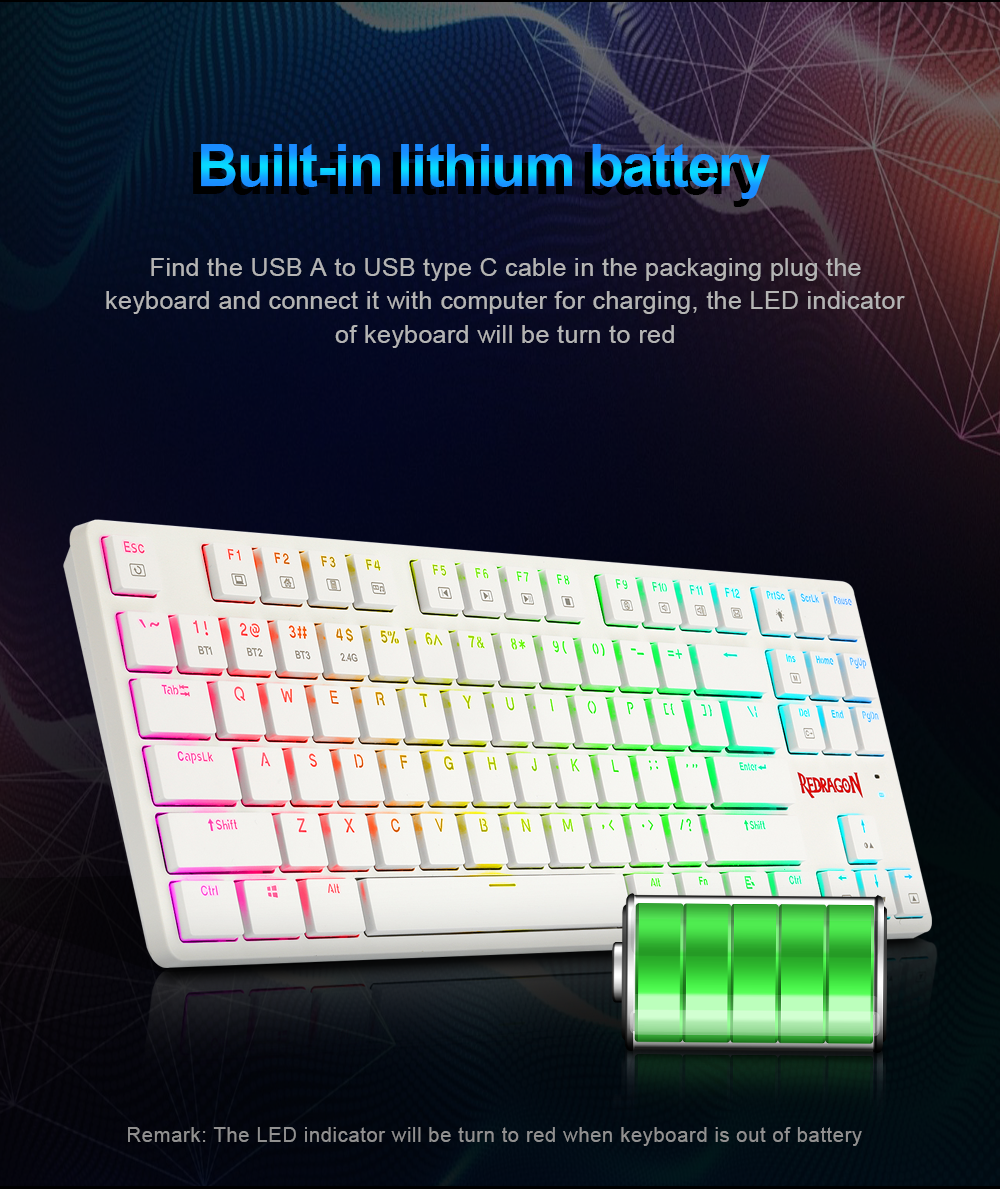 Redragon K539 Anubis RGB Mechanical GAMING KEYBOARD ( BLACK / WHITE)