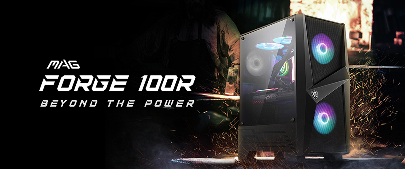 MSI MAG FORGE 100R Tempered Glass Mid-Tower Gaming  Case