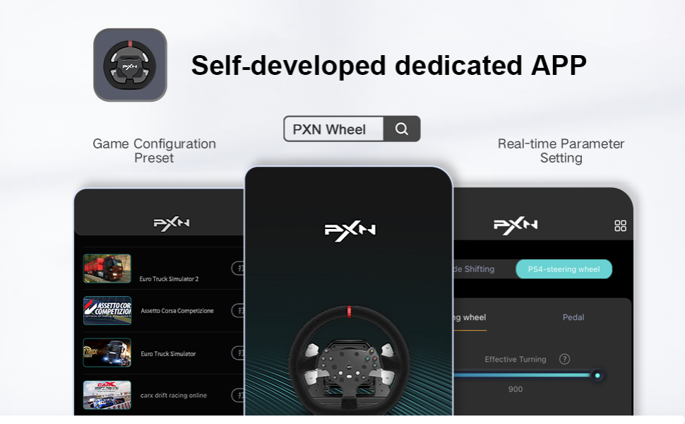 PXN Steering Wheel ( V10 / A7 / A3 ) Race Steering Wheel with 3-Pedals and Shifter Bundle
