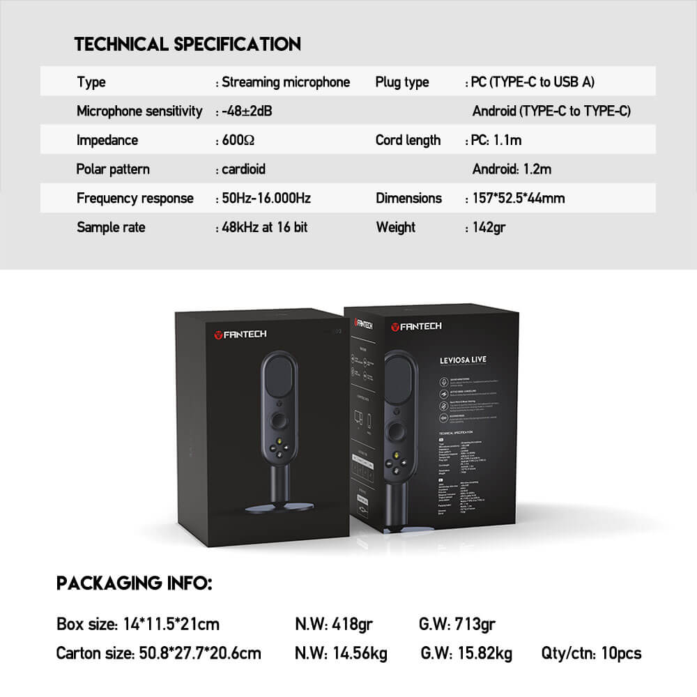FANTECH LEVIOSA LIVE MCX02 PROFESSIONAL SMART MICROPHONE