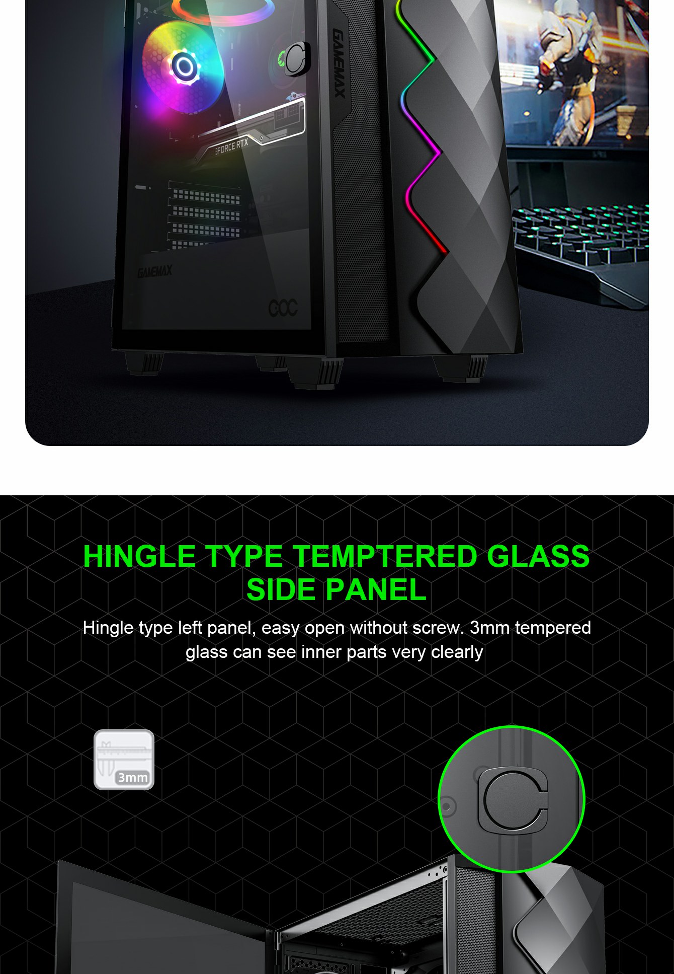 GAMEMAX Diamond COC BK E-ATX GAMING CASE