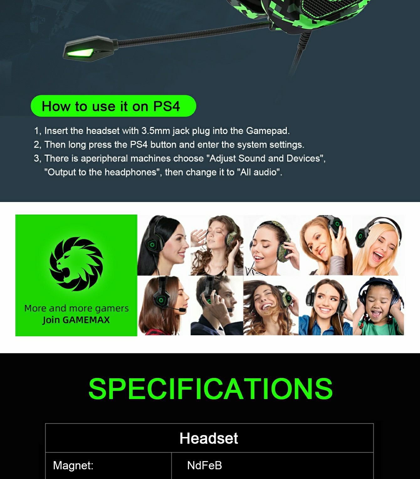 GAMEMAX HG300 GAMING HEADSET