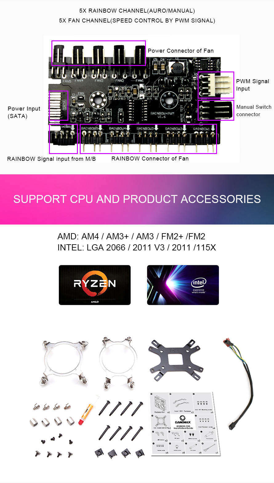 GAMEMAX Iceberg 240 Rainbow Liquid Cooler