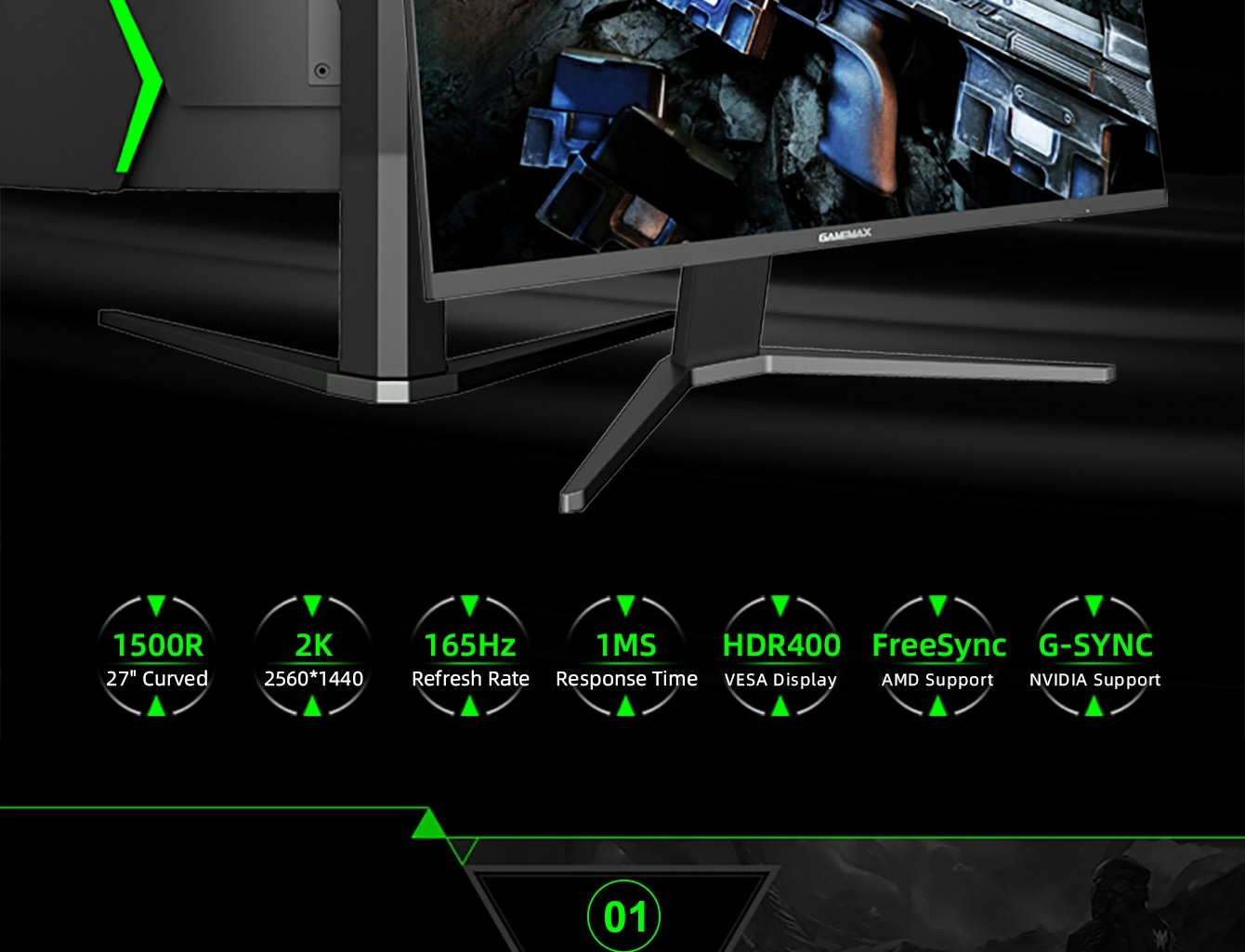 GAMEMAX GMX27C165Q 27\" 165HZ GAMING MONITOR