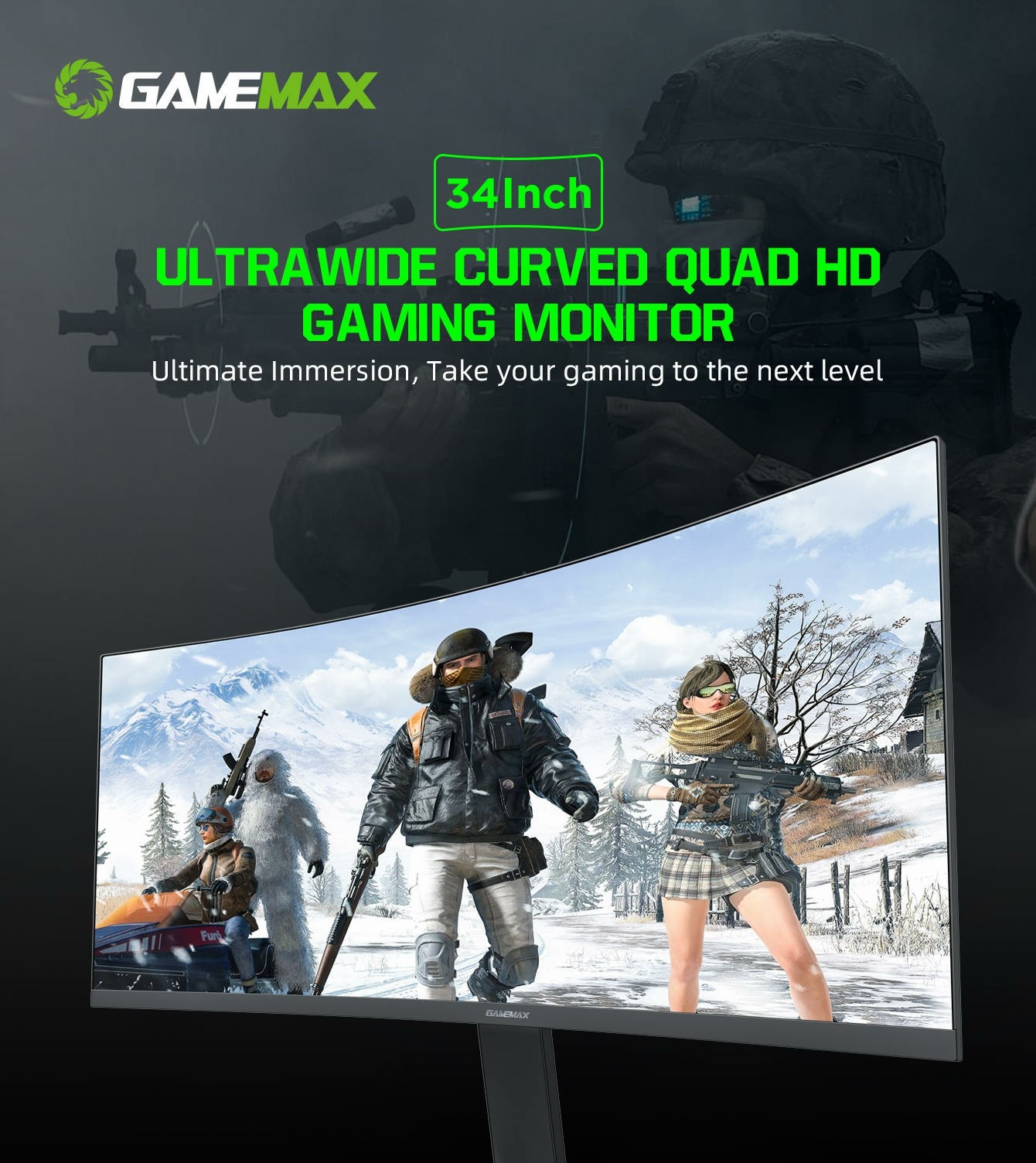 GAMEMAX GMX34CKXQ 34\" 144HZ GAMING MONITOR