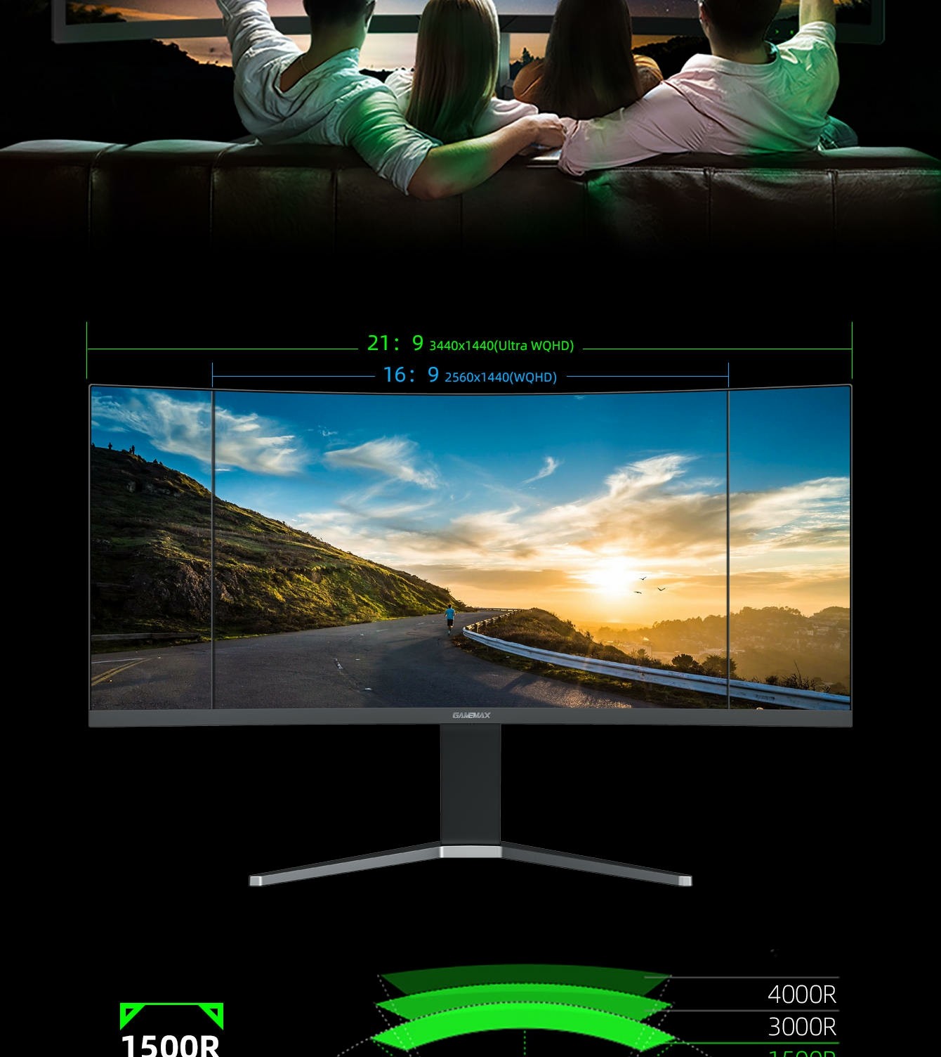 GAMEMAX GMX34CKXQ 34\" 144HZ GAMING MONITOR