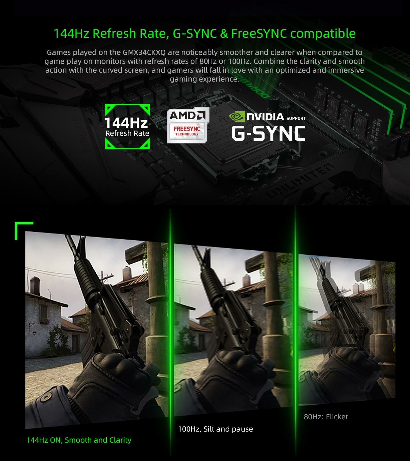 GAMEMAX GMX34CKXQ 34\" 144HZ GAMING MONITOR
