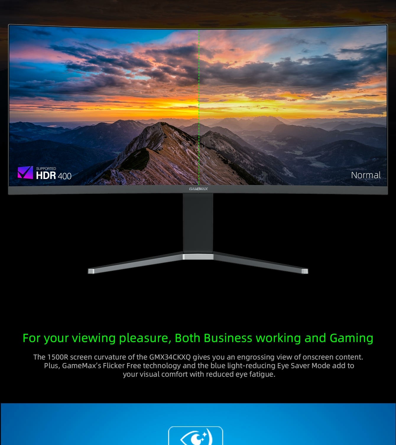 GAMEMAX GMX34CKXQ 34\" 144HZ GAMING MONITOR