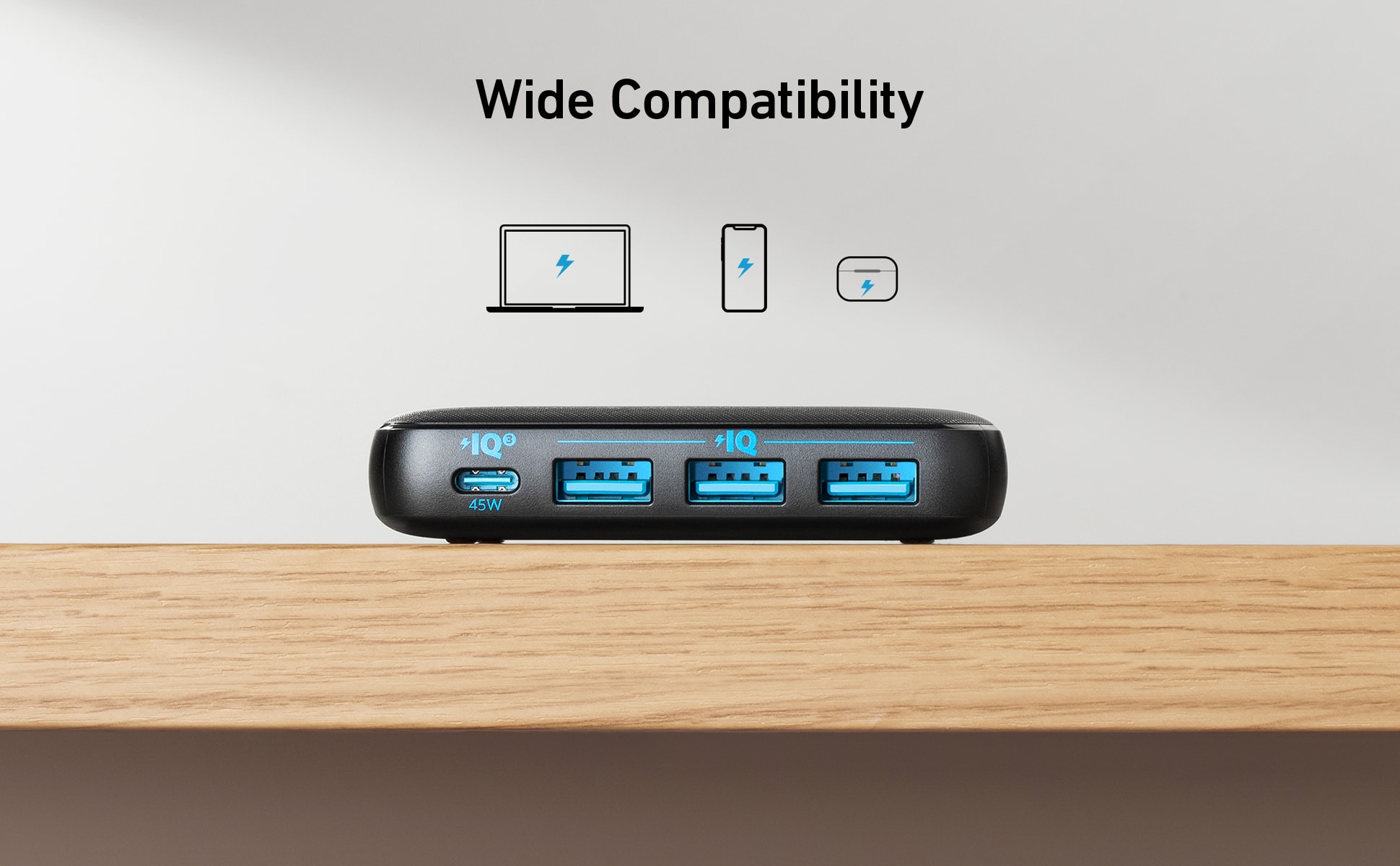 ANKER POWERPORT ATOM III SLIM 4-PORT FAST CHARGER - 65W - BLACK