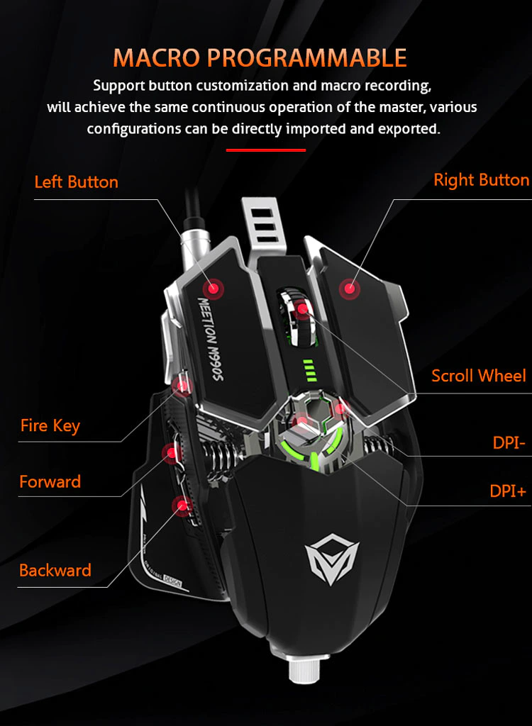 Meetion M990S RGB Programable Mouse - White