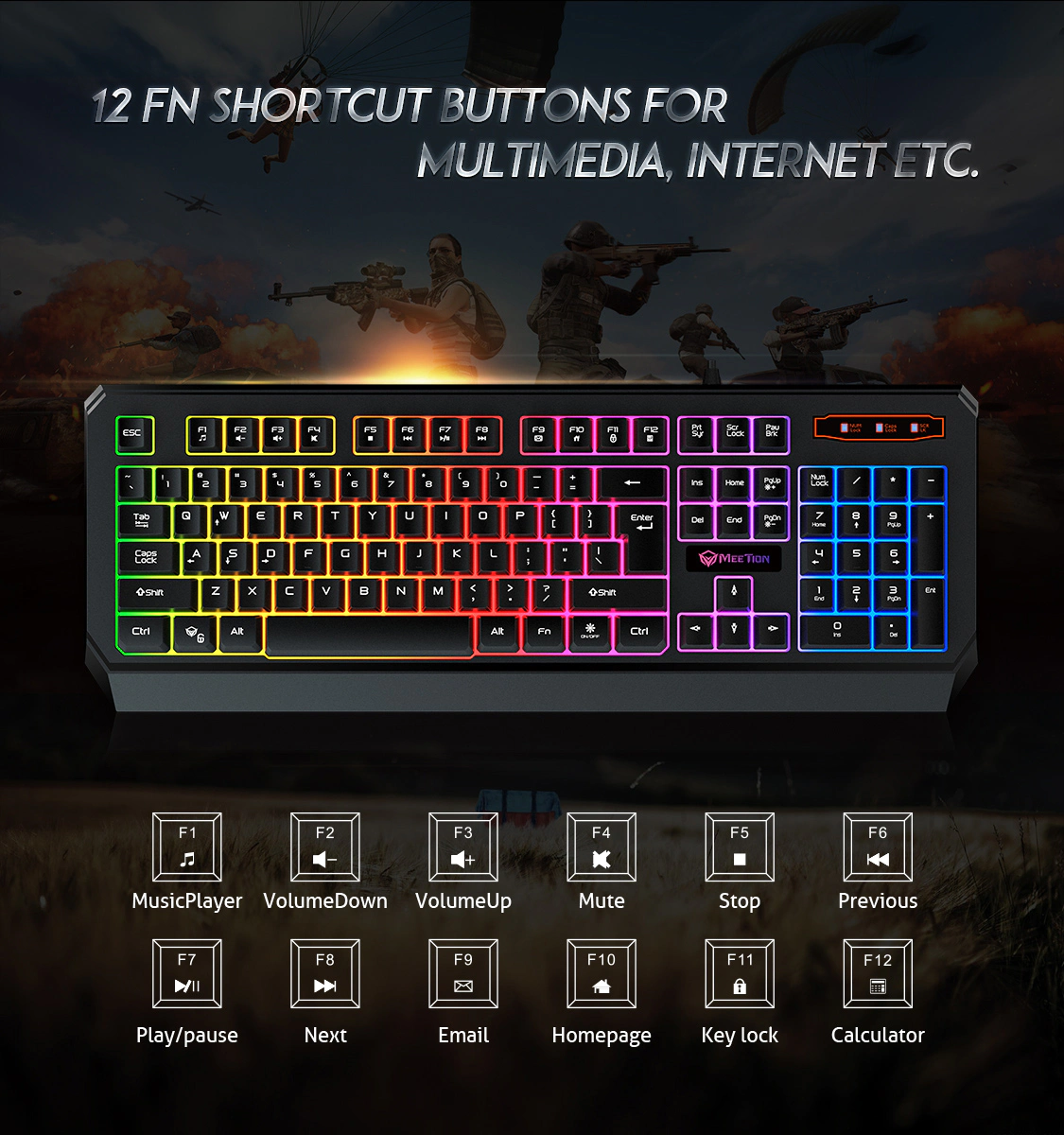 Meetion K9320 Waterproof Backlit Gaming Keyboard
